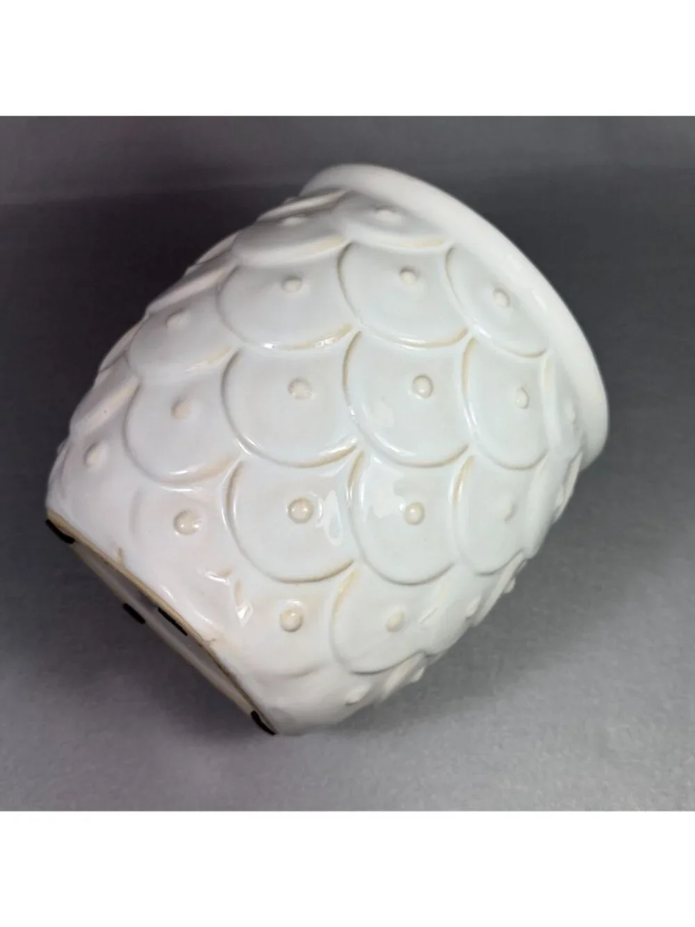 White Ceramic Owl Utensil Holder Crock Embossed Boho Farmhouse Kitchen Decor